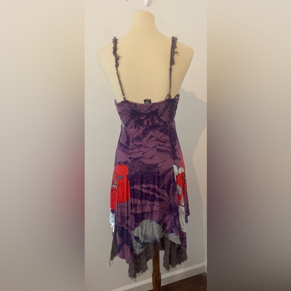 Free People Fairy Dress Asymmetrical Boho Purple Patchwork Hippie Y2K 90 Sz MED - Picture 3 of 12